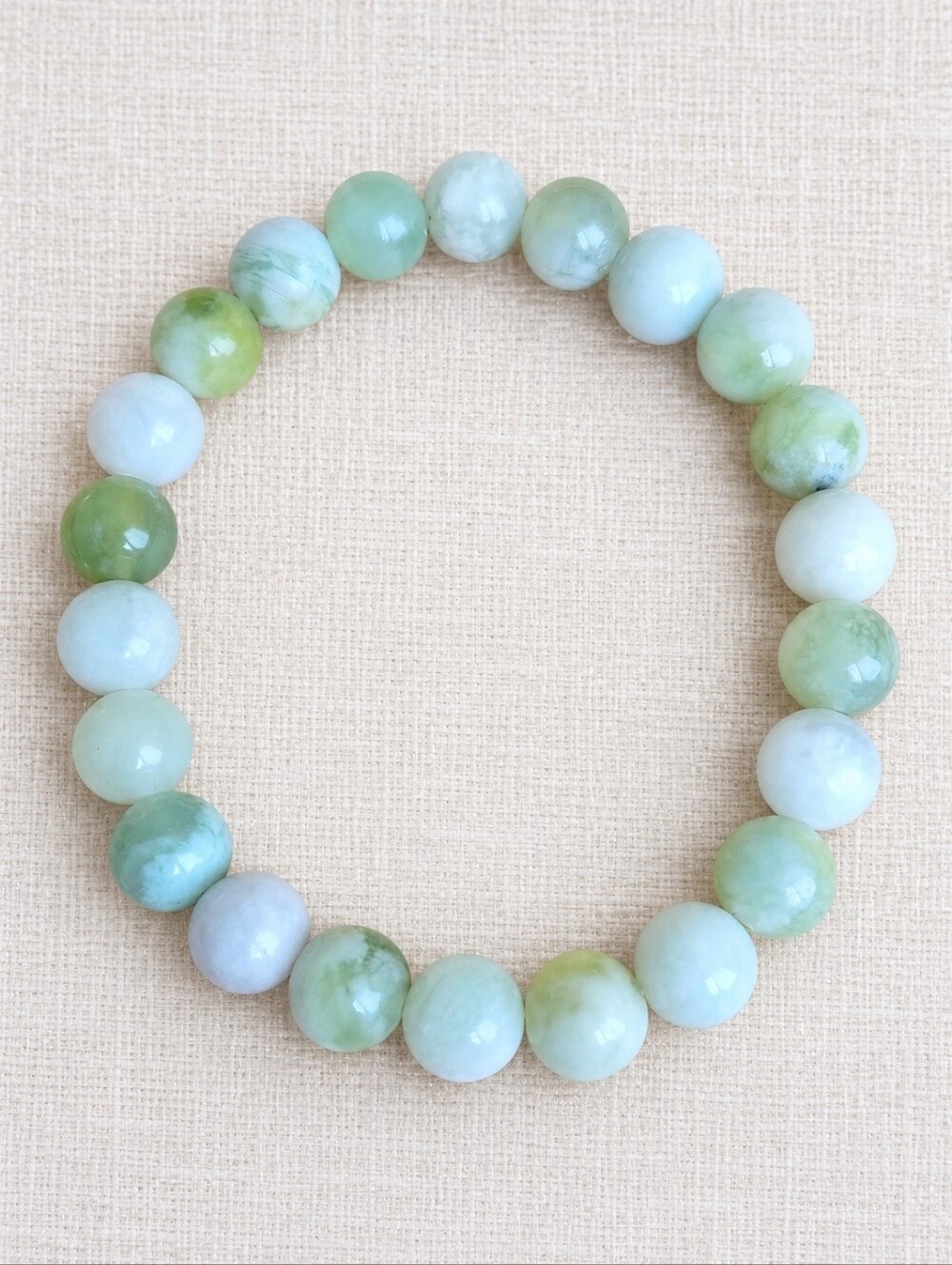 Serpentine Jade Gemstone Bead Stretch Bracelet | Handmade | 8mm